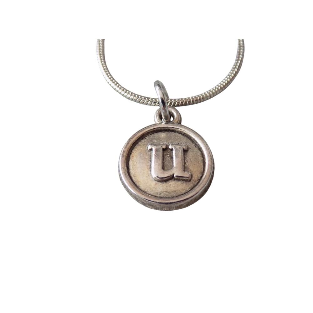 Initial U pendant on 18" Silver Plated Snake Chain Necklace NWOT